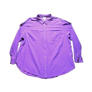 Stylus Shirt Womens 3X Button Up Collared Long Sleeve Blouse Pocket‎ Ladies